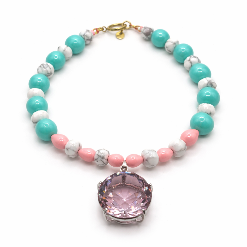 COLLAR BRILLO GALACTICO ROSA
