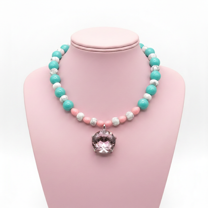 COLLAR BRILLO GALACTICO ROSA